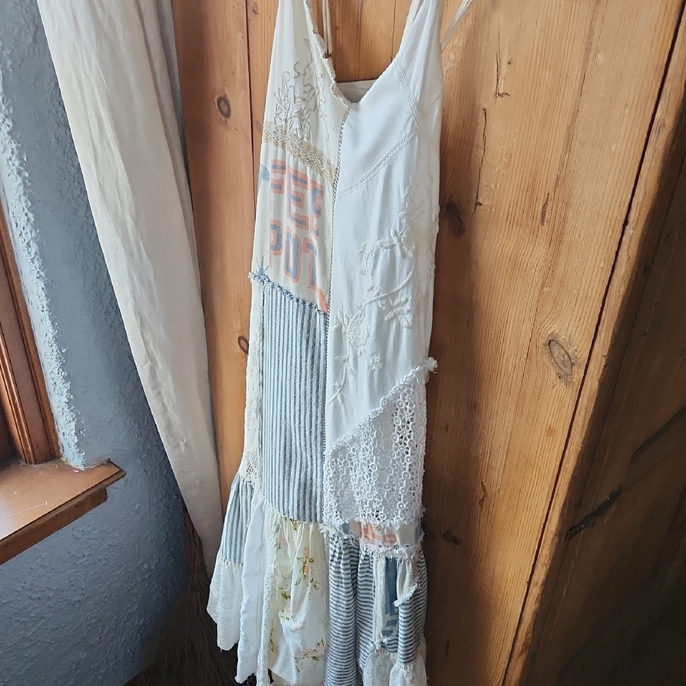 Discontinued urban outfitters Patchwork Maxi Dress in White and Cream - Picture 9 of 9